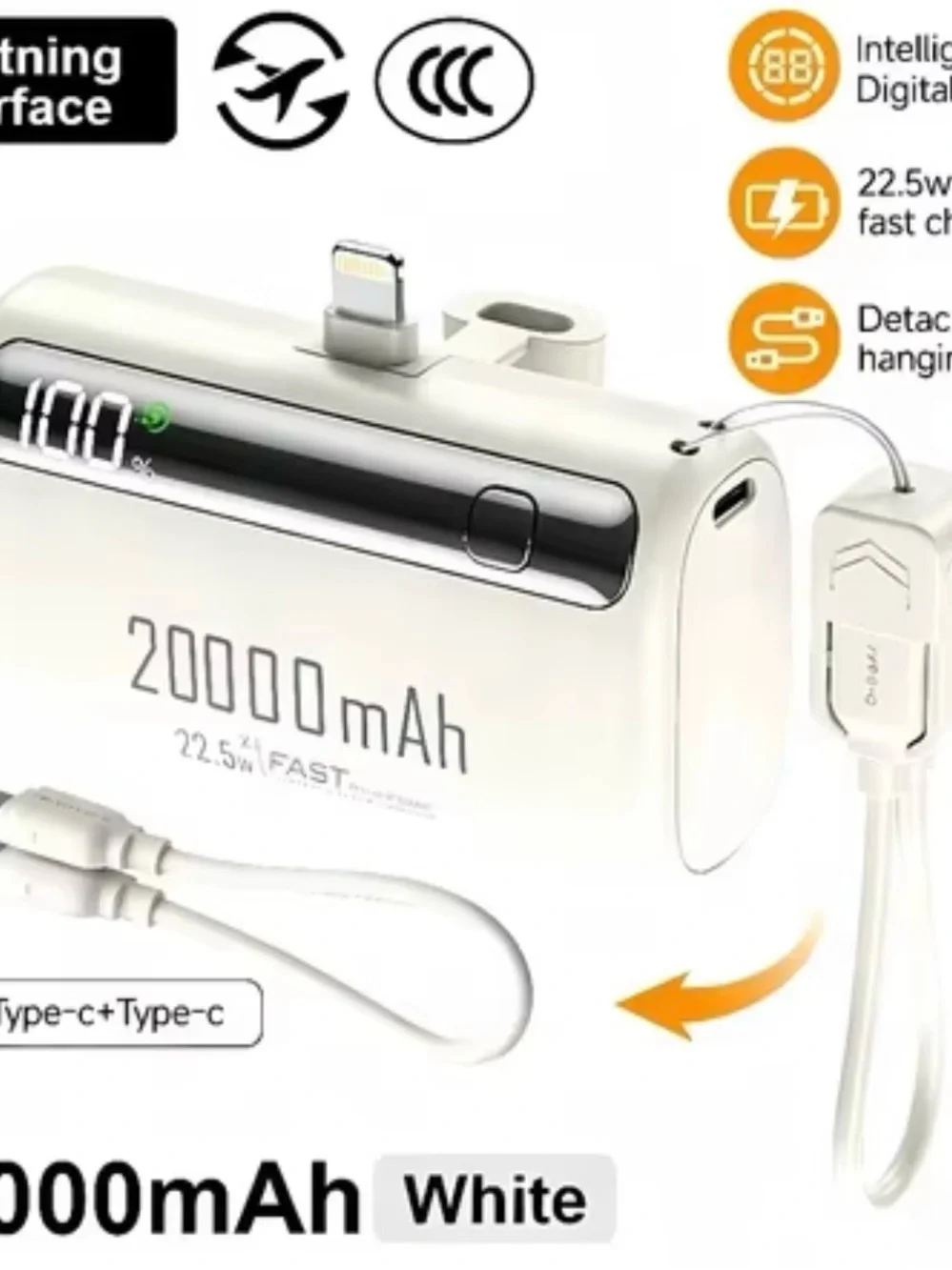 20000mAh Portable Power Bank with Lightning Connector - IPhone 14